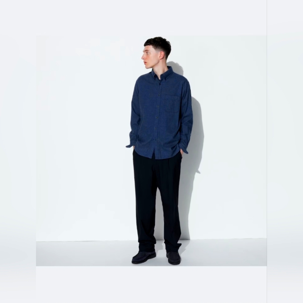 Uniqlo Flannel Long Sleeve Shirt in Blue | Size: XXL